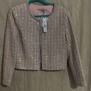 Alice + Olivia Blush Sequin Blazer